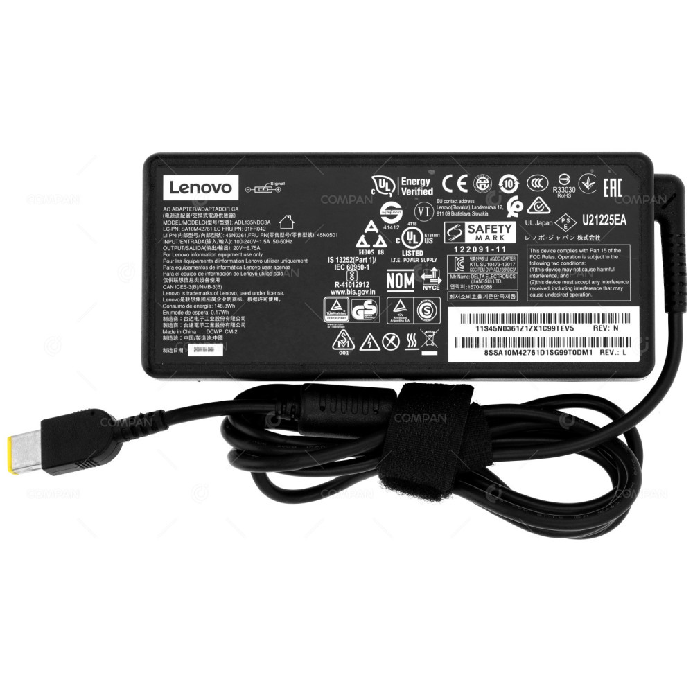 45N0501 LENOVO AC ADAPTER 135W 20V 6.75A FOR LAPTOPS THINKPAD SERIES 45N0361, 01FR042, ADL135NDC3A, SA10M42761